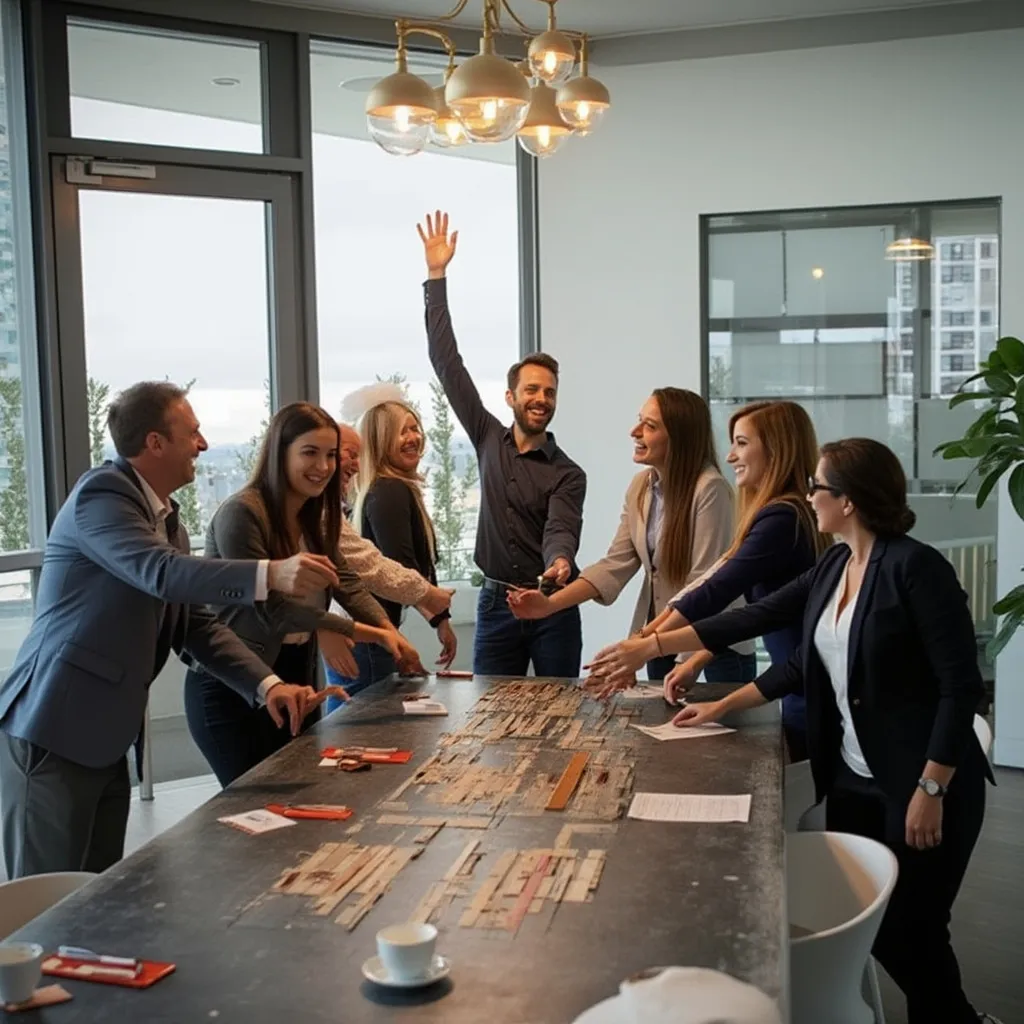 Equipo celebrando éxito de proyecto